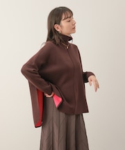 リバーシブルWフェイスポンチョ風ニットプルオーバー
