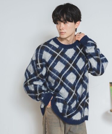 モヘアライク総柄BIGプルオーバー