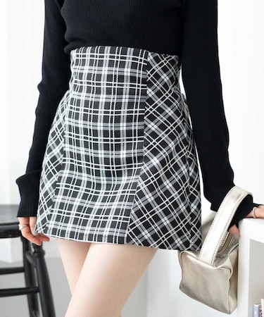 チェック切替ミニスカート
