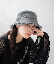 デニムフリンジバケットハット