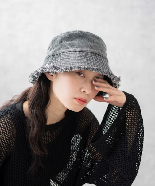 デニムフリンジバケットハット