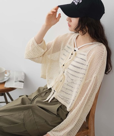 メッシュニットカーデ