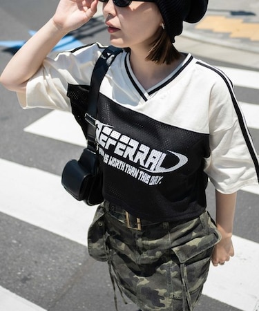 2ライン切り替えメッシュショートT