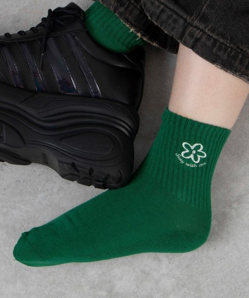 底パイル刺繍デザインソックス(丈14)