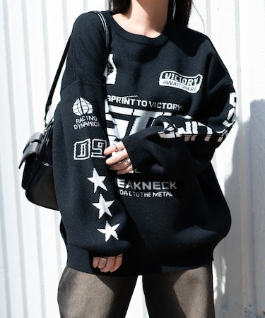 スポーツグラフィックジャガードニット