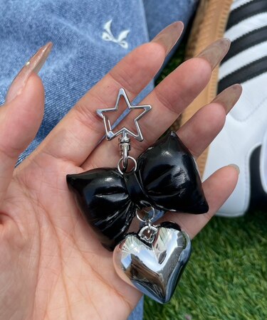 クッションリボンハートキーホルダー