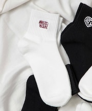 デザインロゴ刺繍アンクル底パイルソックス