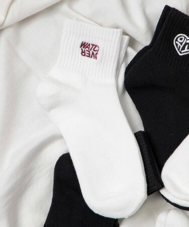 デザインロゴ刺繍アンクル底パイルソックス