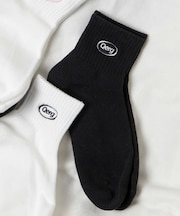 デザインロゴ刺繍アンクル底パイルソックス