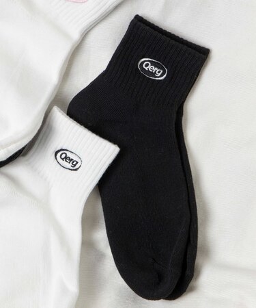 デザインロゴ刺繍アンクル底パイルソックス