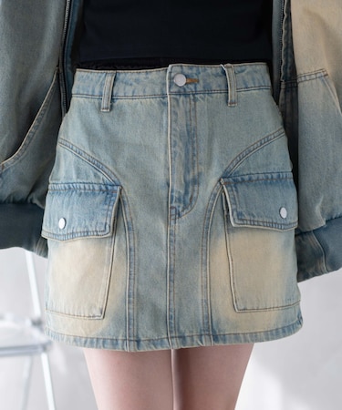 ヴィンテージウォッシュカーゴミニスカート