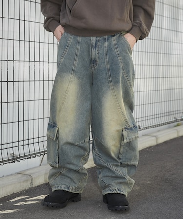 スウィッチングデニムカーゴパンツ