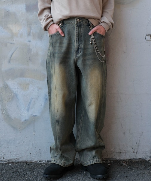 イージー3Dバレルレッグデニムパンツ