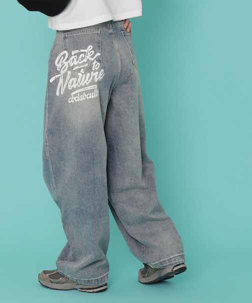 バックポケットロゴバギーデニム