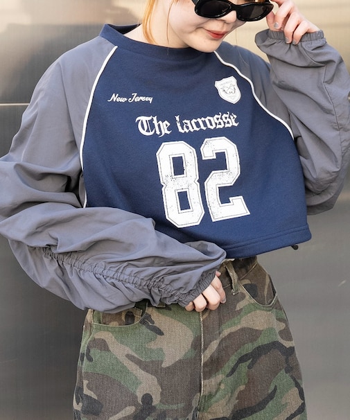 ナイロンスリーブナンバリングスウェット