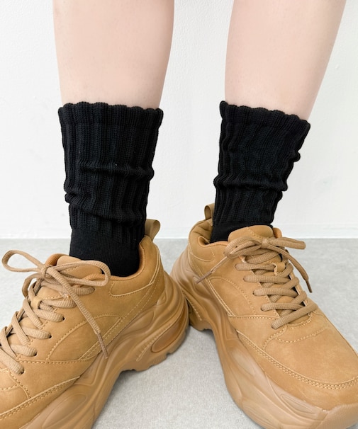 サポート付きボリューム無地リブソックス