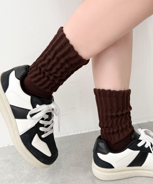 サポート付きボリューム無地リブソックス