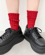 サポート付きボリューム無地リブソックス