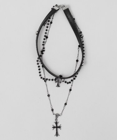 Lレイヤークロスチネックレス