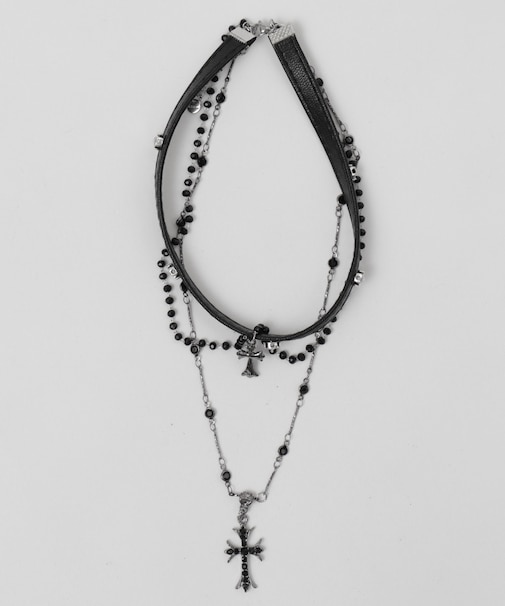 Lレイヤークロスチネックレス