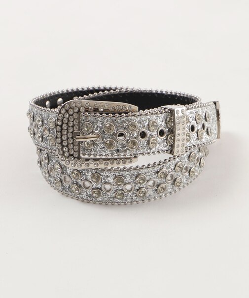 Lビジューバックルラメスタッズベルト