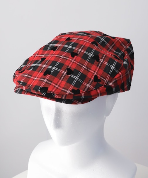 モチーフチェックハンチング