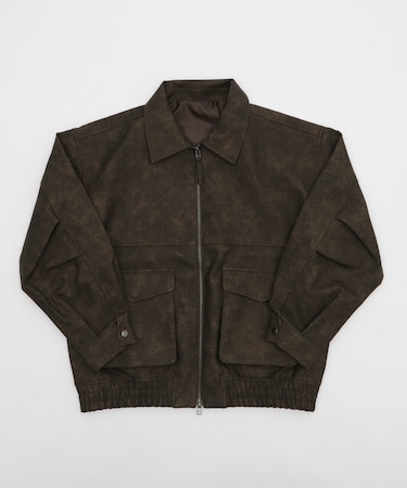 PUダブルZIPフライトブルゾン