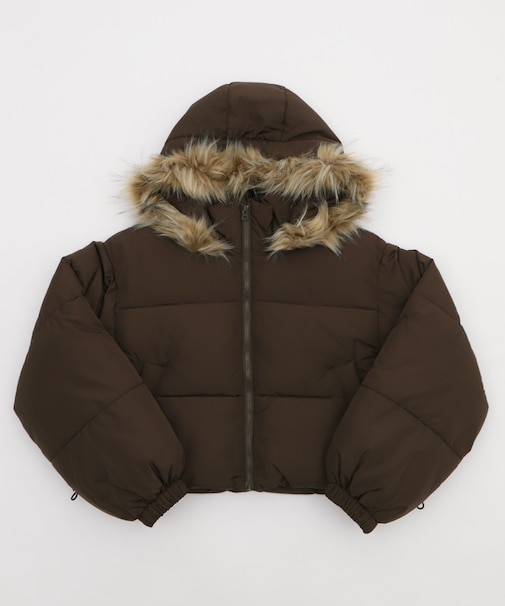 2WAYファーフードショートパファーブルゾン