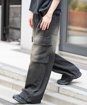 ローライズバギーフレアデニムカーゴパンツ