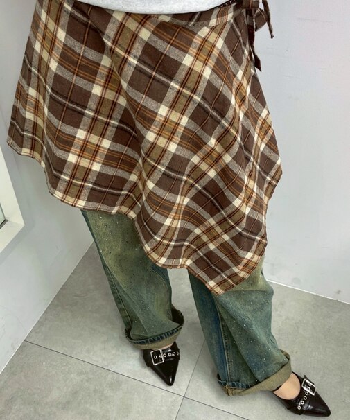チェックラップスカート