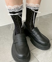 レース付きサテンリボンソックス