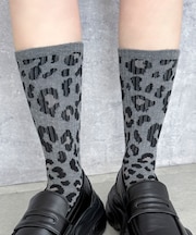 レオパード柄リブソックス