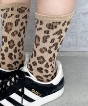 レオパード柄リブソックス