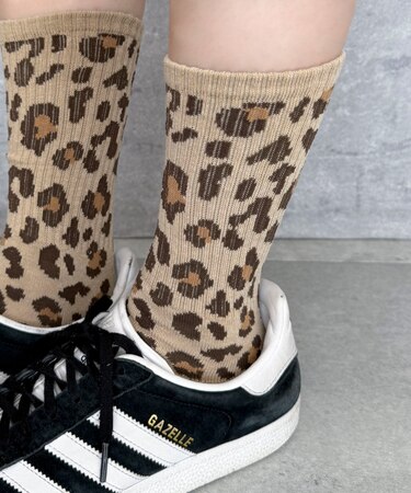 レオパード柄リブソックス