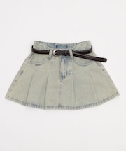 タックプリーツデニムミニスカパン