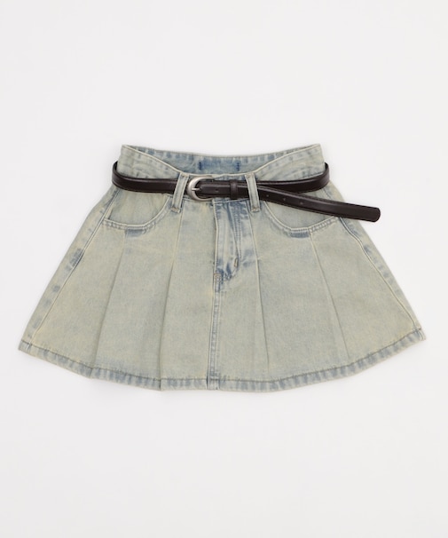 タックプリーツデニムミニスカパン