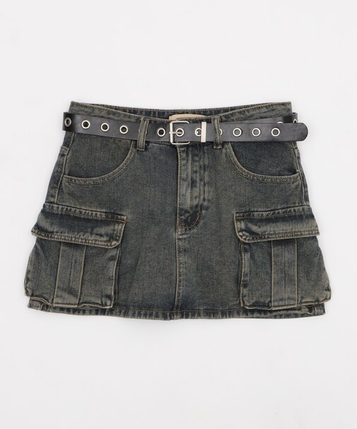 ハトメベルトカーゴデニムスカパン