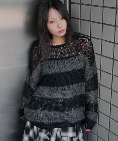 モヘアタッチボーダーBIGニット