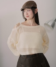 モヘアタッチ2WAYワンショルニット