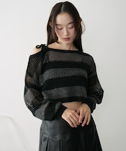 モヘアタッチ2WAYワンショルニット