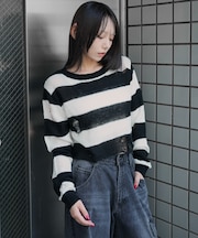 モヘアタッチダメージショートニット