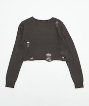 モヘアタッチダメージショートニット