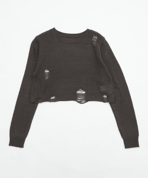 モヘアタッチダメージショートニット