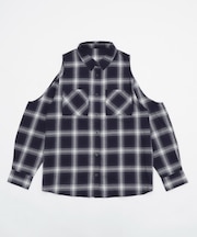 オープンショルダーチェックBIGシャツ