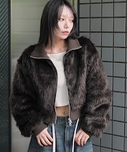 フェイクファーショートブルゾン