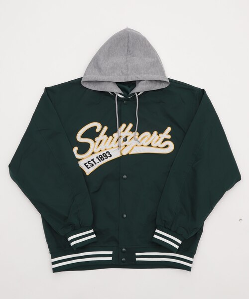 デザイン　スタジャン　緑　ワッペン　フード　2way　刺繍 デザイン スタジャン 緑 ワッペン フード 2way 刺繍