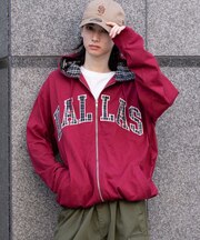 スラブチェックロゴジップパーカー