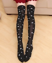 スター総柄ニーハイソックス