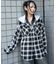 裏毛フードチェックシャツ