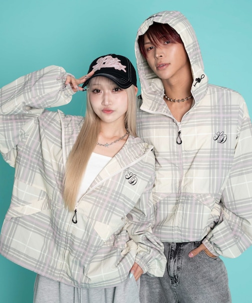 チェックロゴフードブルゾン